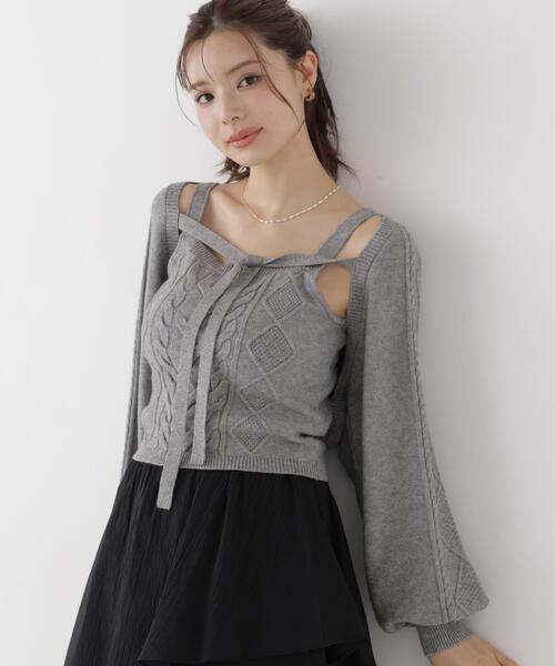 PROPORTION BODY DRESSING(プロポーションボディドレッシング)の「<E>ケーブルニットset up / 1216275900(アンサンブル・レディース・グレー系その他/ホワイト系その他・FREE)」の6枚目の写真