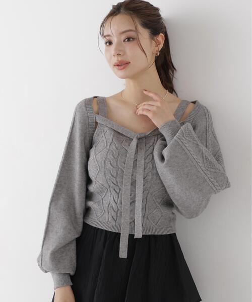 PROPORTION BODY DRESSING(プロポーションボディドレッシング)の「<E>ケーブルニットset up / 1216275900(アンサンブル・レディース・グレー系その他/ホワイト系その他・FREE)」の7枚目の写真