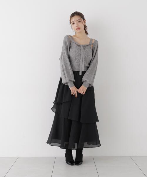 PROPORTION BODY DRESSING(プロポーションボディドレッシング)の「<E>ケーブルニットset up / 1216275900(アンサンブル・レディース・グレー系その他/ホワイト系その他・FREE)」の8枚目の写真