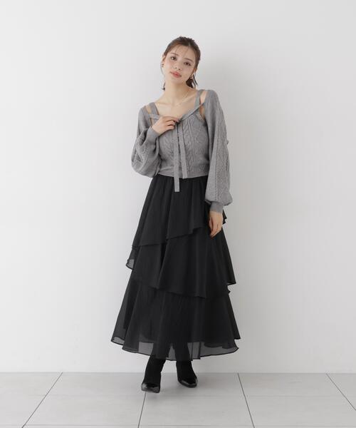 PROPORTION BODY DRESSING(プロポーションボディドレッシング)の「<E>ケーブルニットset up / 1216275900(アンサンブル・レディース・グレー系その他/ホワイト系その他・FREE)」の9枚目の写真