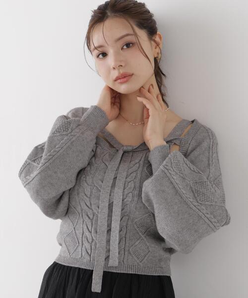 PROPORTION BODY DRESSING(プロポーションボディドレッシング)の「<E>ケーブルニットset up / 1216275900(アンサンブル・レディース・グレー系その他/ホワイト系その他・FREE)」の11枚目の写真