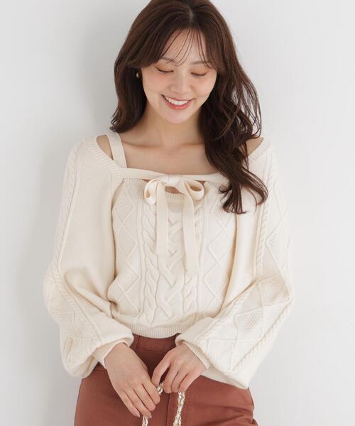 PROPORTION BODY DRESSING(プロポーションボディドレッシング)の「<E>ケーブルニットset up / 1216275900(アンサンブル・レディース・グレー系その他/ホワイト系その他・FREE)」の14枚目の写真
