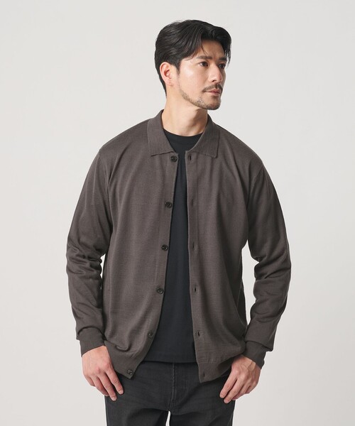 BEAUTY&YOUTH UNITED ARROWS（ビューティーアンドユースユナイテッドアローズ）の「【WEB限定 WARDROBE SMART】マシーンウォッシャブル ウールミックス ポロカラーニット ジャケット（カーディガン/ボレロ・メンズ・ブラック/ダークグレー・XL/L/M/S）」の2枚目の写真