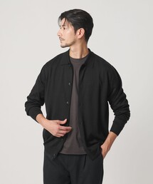 【WEB限定 WARDROBE SMART】マシーンウォッシャブル ウールミックス ポロカラーニット ジャケット
