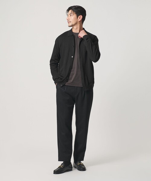BEAUTY&YOUTH UNITED ARROWS（ビューティーアンドユースユナイテッドアローズ）の「【WEB限定 WARDROBE SMART】マシーンウォッシャブル ウールミックス ポロカラーニット ジャケット（カーディガン/ボレロ・メンズ・ブラック/ダークグレー・XL/L/M/S）」の6枚目の写真