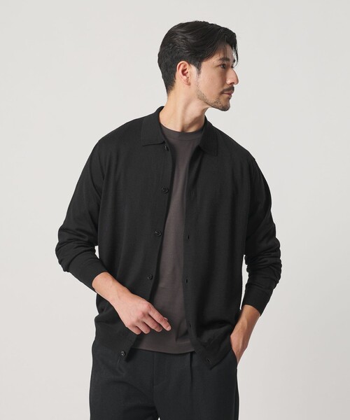 BEAUTY&YOUTH UNITED ARROWS（ビューティーアンドユースユナイテッドアローズ）の「【WEB限定 WARDROBE SMART】マシーンウォッシャブル ウールミックス ポロカラーニット ジャケット（カーディガン/ボレロ・メンズ・ブラック/ダークグレー・XL/L/M/S）」の7枚目の写真