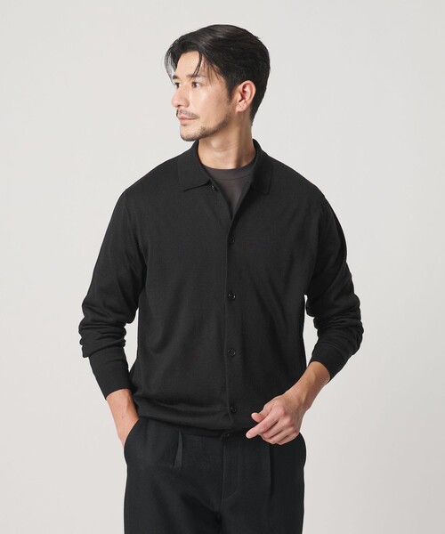 BEAUTY&YOUTH UNITED ARROWS（ビューティーアンドユースユナイテッドアローズ）の「【WEB限定 WARDROBE SMART】マシーンウォッシャブル ウールミックス ポロカラーニット ジャケット（カーディガン/ボレロ・メンズ・ブラック/ダークグレー・XL/L/M/S）」の8枚目の写真