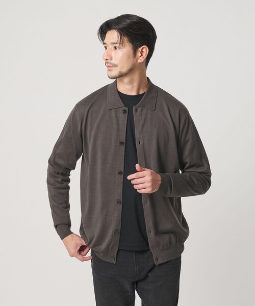 BEAUTY&YOUTH UNITED ARROWS（ビューティーアンドユースユナイテッドアローズ）の「【WEB限定 WARDROBE SMART】マシーンウォッシャブル ウールミックス ポロカラーニット ジャケット（カーディガン/ボレロ・メンズ・ブラック/ダークグレー・XL/L/M/S）」の10枚目の写真