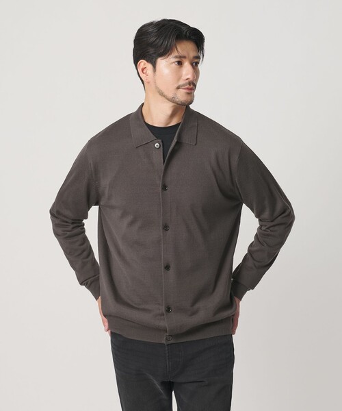 BEAUTY&YOUTH UNITED ARROWS（ビューティーアンドユースユナイテッドアローズ）の「【WEB限定 WARDROBE SMART】マシーンウォッシャブル ウールミックス ポロカラーニット ジャケット（カーディガン/ボレロ・メンズ・ブラック/ダークグレー・XL/L/M/S）」の11枚目の写真
