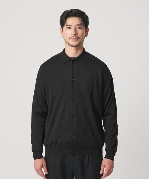 BEAUTY&YOUTH UNITED ARROWS（ビューティーアンドユースユナイテッドアローズ）の「【WEB限定 WARDROBE SMART】マシーンウォッシャブル ウールミックス ポロカラーニット ジャケット（カーディガン/ボレロ・メンズ・ブラック/ダークグレー・XL/L/M/S）」の12枚目の写真