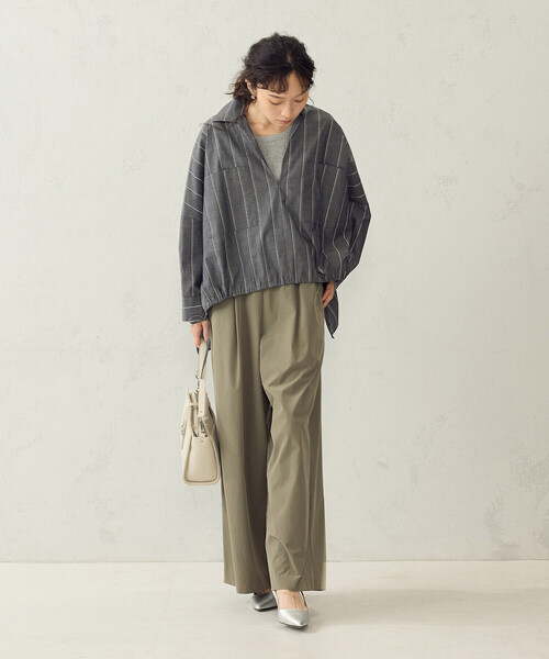 COMME CA ISM(コムサイズム)の「ワイドシルエット イージーパンツ(その他パンツ・レディース・セージグリーン/オフホワイト/マスタード/ネイビー・FREE)」の19枚目の写真