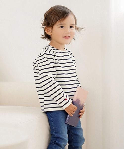 le reve vaniller(ル レーヴ ヴァニレ)の「vaniller kids 長袖 Tシャツ le reve vaniller(Tシャツ/カットソー・レディース・ホワイト×ブラック/ピンク/ネイビー・L(110-120cm)/M(90-100cm))」の1枚目の写真