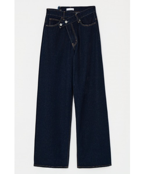 MOUSSY（マウジー）の「CROSS WAIST WIDE STRAIGHT(S) / クロスウエストワイドストレート ショートサイズ（デニムパンツ・レディース・ブルー/ダークブルー/ブラック/ライトブルー・0）」の4枚目の写真
