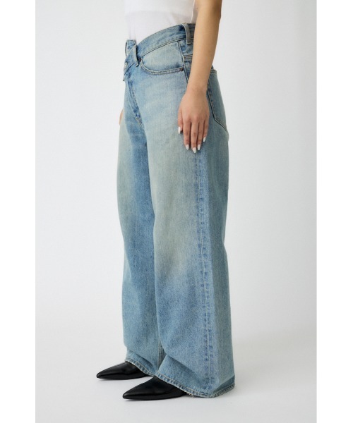 MOUSSY（マウジー）の「CROSS WAIST WIDE STRAIGHT(S) / クロスウエストワイドストレート ショートサイズ（デニムパンツ・レディース・ブルー/ダークブルー/ブラック/ライトブルー・0）」の12枚目の写真
