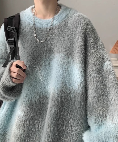 KELVIN（ケルヴァン）の「Fuzzy Border Knit Pullover ファジーボーダーニットプルオーバー（ニット/セーター・メンズ・ブラック・MEDIUM/LARGE）」の6枚目の写真