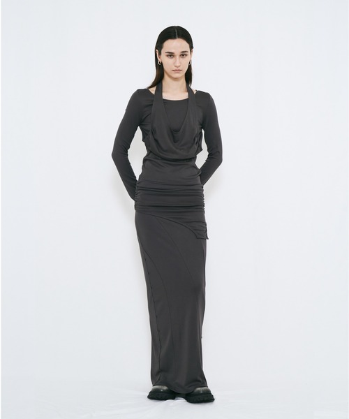 VIAVANDA（ヴィアヴァンダ）の「2WAY DRAPE LONG SLEEVE（その他トップス・レディース・チャコール/アイボリー・FREE）」の8枚目の写真