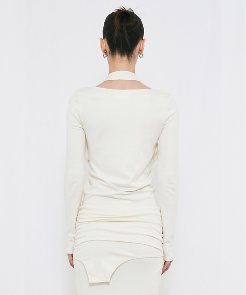VIAVANDA（ヴィアヴァンダ）の「2WAY DRAPE LONG SLEEVE（その他トップス・レディース・チャコール/アイボリー・FREE）」の14枚目の写真