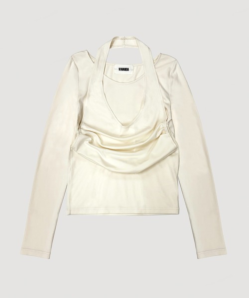 VIAVANDA（ヴィアヴァンダ）の「2WAY DRAPE LONG SLEEVE（その他トップス・レディース・チャコール/アイボリー・FREE）」の19枚目の写真