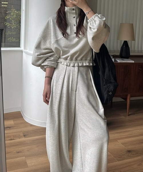 WILLFULLY(ウィルフリー)の「deep tuck drawstring hem sweat PT(スウェットパンツ・レディース・ブラック/ブラウン/オートミール・FREE)」の6枚目の写真