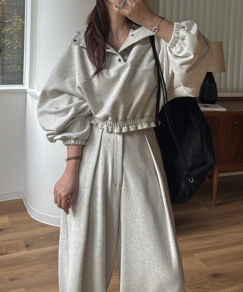 WILLFULLY(ウィルフリー)の「deep tuck drawstring hem sweat PT(スウェットパンツ・レディース・ブラック/ブラウン/オートミール・FREE)」の7枚目の写真