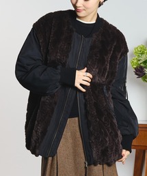 (GENE HEAVENS)CABLE EMBOS FAUX FUR MA1 JACKET