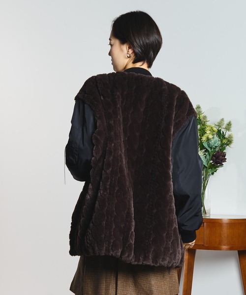 GENE HEAVENS(ジーンヘブンズ)の「(GENE HEAVENS)CABLE EMBOS FAUX FUR MA1 JACKET(MA-1・レディース・ブラック/オリーブ・M/S)」の21枚目の写真