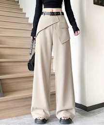 アシンメトリーラップスカートデザインスラックス