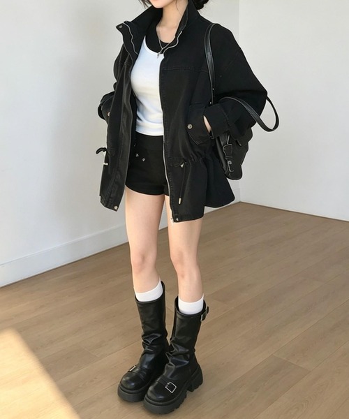 FAVORITO(ファヴォリート)の「ウエストマークスタンドカラージャケット(その他アウター・レディース・ブラック/カーキ・F)」の7枚目の写真