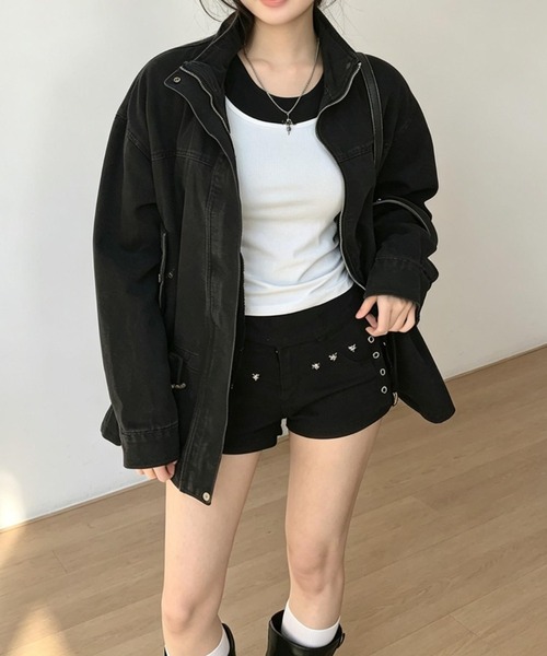 FAVORITO(ファヴォリート)の「ウエストマークスタンドカラージャケット(その他アウター・レディース・ブラック/カーキ・F)」の8枚目の写真