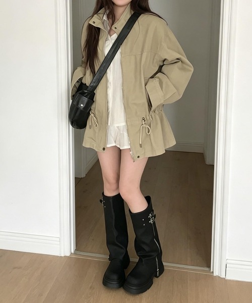FAVORITO(ファヴォリート)の「ウエストマークスタンドカラージャケット(その他アウター・レディース・ブラック/カーキ・F)」の12枚目の写真