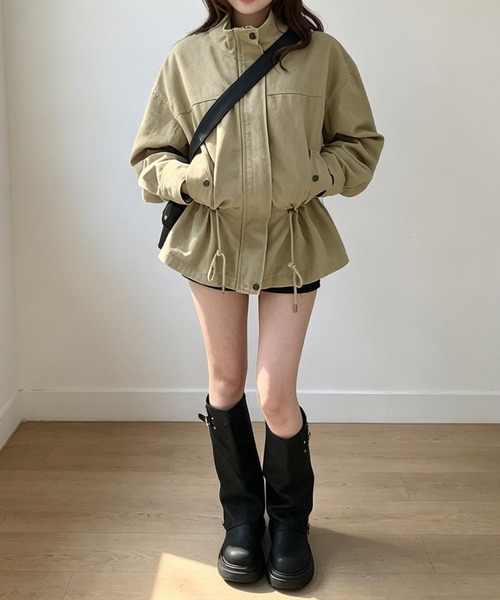 FAVORITO(ファヴォリート)の「ウエストマークスタンドカラージャケット(その他アウター・レディース・ブラック/カーキ・F)」の11枚目の写真