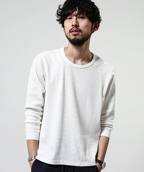 NANO universe（ナノユニバース）の「ワッフルTEE L/S（Tシャツ/カットソー・メンズ・ネイビー/ホワイト/グレー/ブラック・MEDIUM/SMALL/LARGE/X-LARGE）」の2枚目の写真