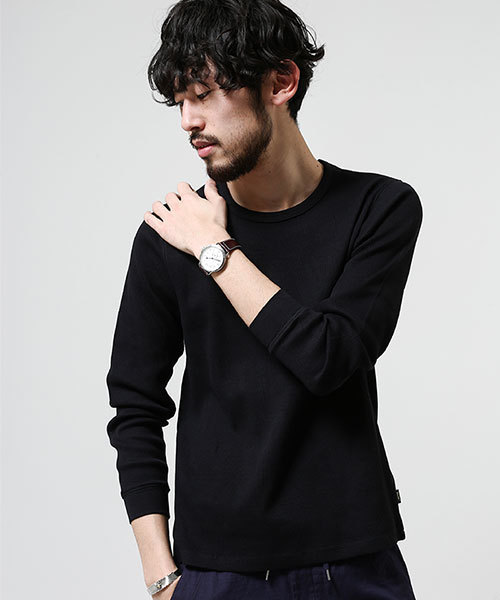 NANO universe（ナノユニバース）の「ワッフルTEE L/S（Tシャツ/カットソー・メンズ・ネイビー/ホワイト/グレー/ブラック・MEDIUM/SMALL/LARGE/X-LARGE）」の3枚目の写真