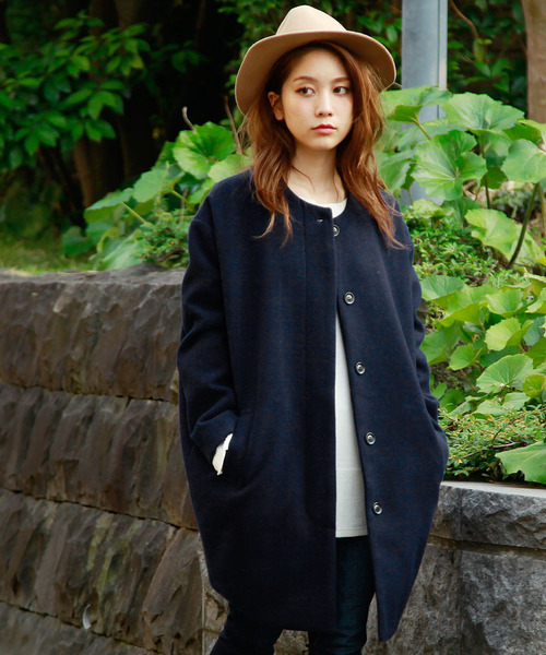 DETAILS(ディテールズ)の「DETAILS women/ノーカラーコクーンコート(ノーカラージャケット・レディース・ブラック/カーキ/ネイビー/キャメル/グレー/バーガンディー/グリーン・FREE)」の6枚目の写真