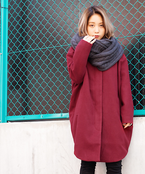 DETAILS(ディテールズ)の「DETAILS women/ノーカラーコクーンコート(ノーカラージャケット・レディース・ブラック/カーキ/ネイビー/キャメル/グレー/バーガンディー/グリーン・FREE)」の7枚目の写真