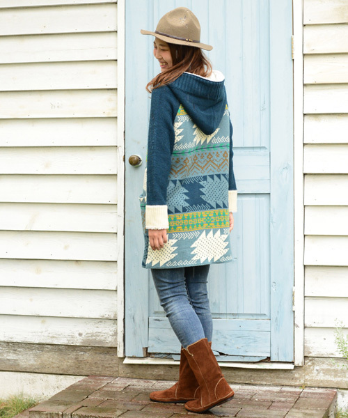 チャイハネ（チャイハネ）の「【チャイハネ】yul カラフルニットボアジャケット（その他アウター・レディース・ベージュ/マスタード/ネイビー・FREE）」の5枚目の写真