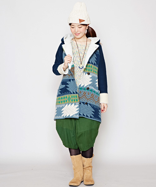 チャイハネ（チャイハネ）の「【チャイハネ】yul カラフルニットボアジャケット（その他アウター・レディース・ベージュ/マスタード/ネイビー・FREE）」の18枚目の写真