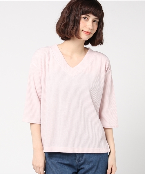 Ingni イング の リブｖネックイレヘムトップス7分袖 レディース 17ｓｓ Tシャツ カットソー Wear