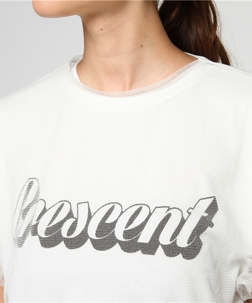 mysty woman(ミスティウーマン)の「天竺ロゴTシャツ&チュールフリル袖Tシャツセット(Tシャツ/カットソー・レディース・ネイビー/オフホワイト/ピンク・FREE)」の7枚目の写真