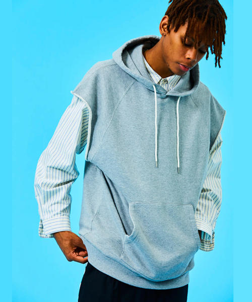 MONKEY TIME(モンキータイム)の「<monkey time> URAKE PO MUSCLE SLEEVE HOODY/パーカ ◆(パーカー・メンズ・グレー/シャーベット・MEDIUM/X-LARGE/LARGE)」の4枚目の写真