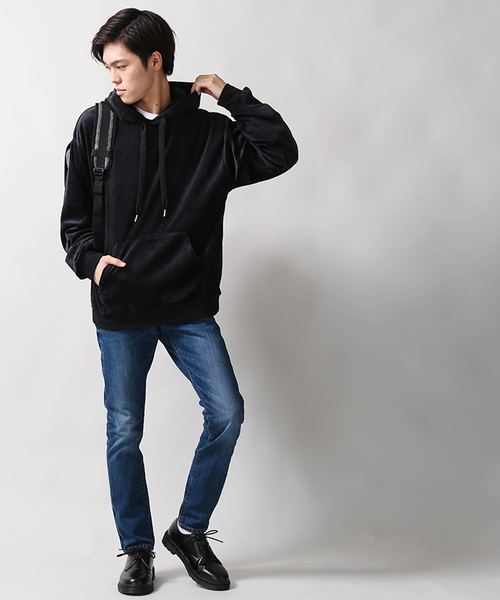 WEGO（ウィゴー）の「WEGO/ベロアビッグシルエットプルパーカー（パーカー・メンズ・ブラック/ネイビー/ワイン・MEDIUM/LARGE）」の12枚目の写真