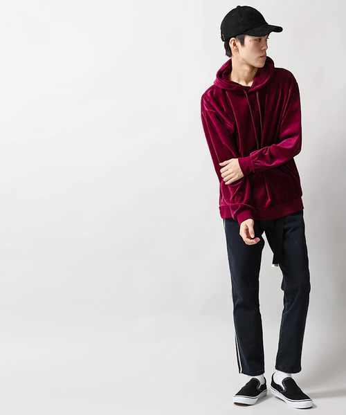 WEGO（ウィゴー）の「WEGO/ベロアビッグシルエットプルパーカー（パーカー・メンズ・ブラック/ネイビー/ワイン・MEDIUM/LARGE）」の18枚目の写真