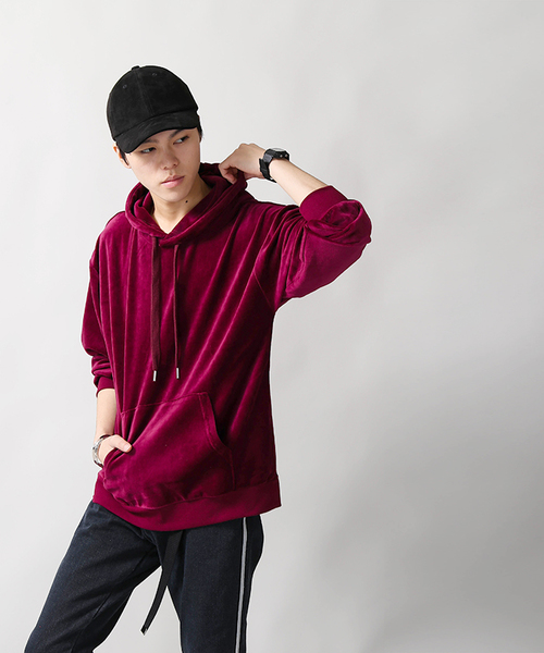 WEGO（ウィゴー）の「WEGO/ベロアビッグシルエットプルパーカー（パーカー・メンズ・ブラック/ネイビー/ワイン・MEDIUM/LARGE）」の19枚目の写真