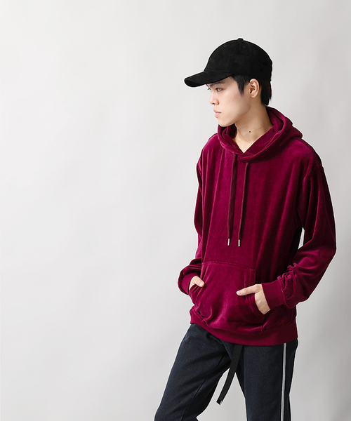 WEGO（ウィゴー）の「WEGO/ベロアビッグシルエットプルパーカー（パーカー・メンズ・ブラック/ネイビー/ワイン・MEDIUM/LARGE）」の20枚目の写真