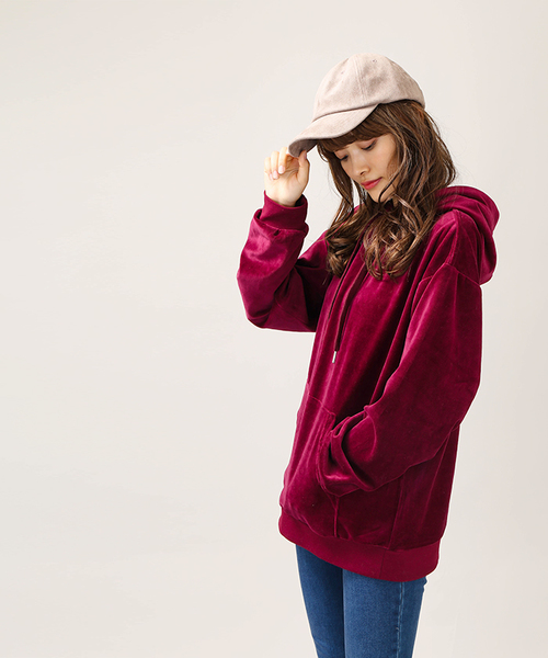 WEGO（ウィゴー）の「WEGO/ベロアビッグシルエットプルパーカー（パーカー・メンズ・ブラック/ネイビー/ワイン・MEDIUM/LARGE）」の22枚目の写真