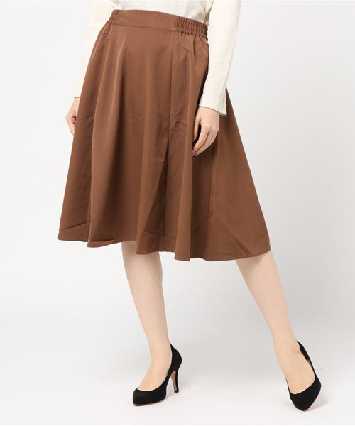 earth music&ecology（アースミュージックアンドエコロジー）の「スキスカミディスカート（スカート・レディース・ブラック/ネイビー/ピンク/キャメル/グレイッシュベージュ・FREE）」の4枚目の写真