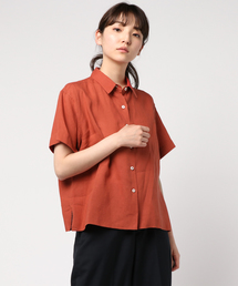 マーガレット・ハウエル 半袖 シャツ ブラウス オレンジレッド レディース 極美品 2021 MARGARET HOWELL マーガレットハウエル ビック