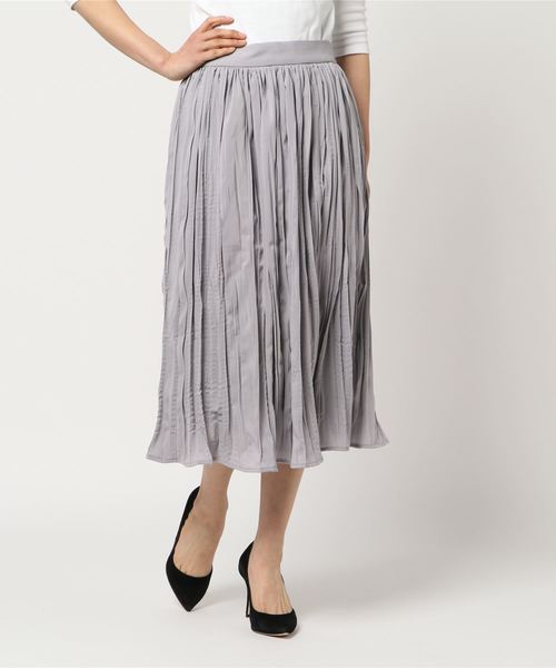 STYLEBLOCK（スタイルブロック）の「シフォンワッシャープリーツミモレ丈スカート（スカート・レディース・ホワイト/ブラック/ピンク/ラベンダー/ライトベージュ/イエロー・M）」の5枚目の写真
