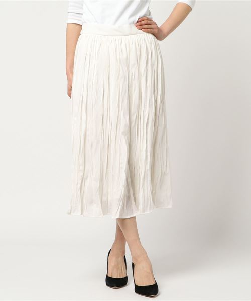 STYLEBLOCK（スタイルブロック）の「シフォンワッシャープリーツミモレ丈スカート（スカート・レディース・ホワイト/ブラック/ピンク/ラベンダー/ライトベージュ/イエロー・M）」の2枚目の写真