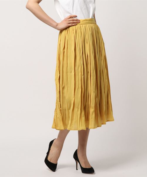 STYLEBLOCK（スタイルブロック）の「シフォンワッシャープリーツミモレ丈スカート（スカート・レディース・ホワイト/ブラック/ピンク/ラベンダー/ライトベージュ/イエロー・M）」の6枚目の写真